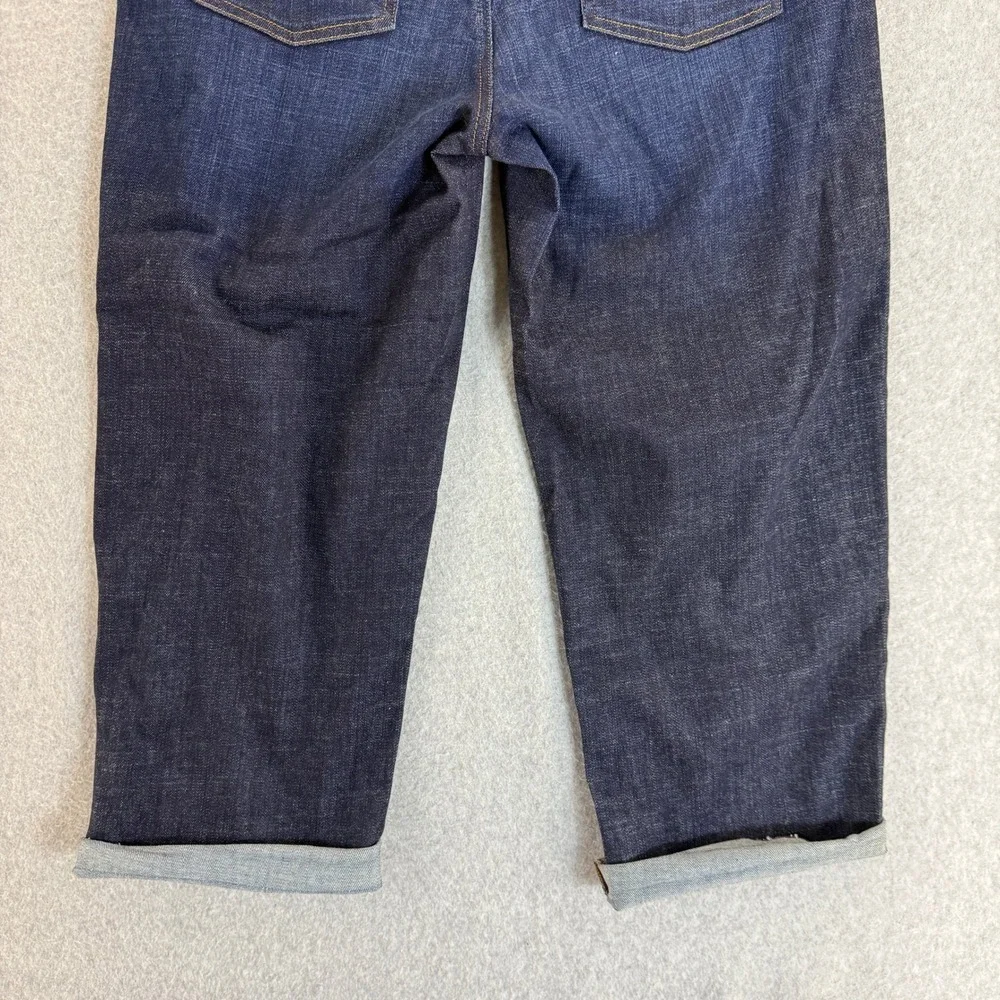 Eileen Fisher Size 8‎ Dark Wash Crop Jeans Denim Rolled Hem Straight High Rise